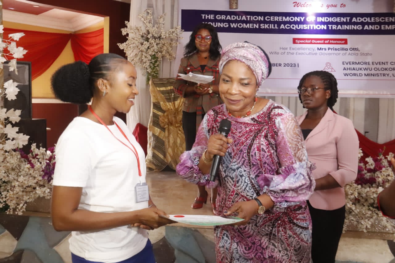 Graduands of Skills Acquisition in Abia State Received Certificates from Mrs Otti